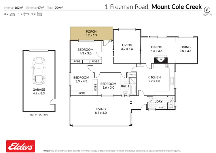 Floorplan of Homely rural property listing, 1 Freeman Road, Mount Cole Creek VIC 3377