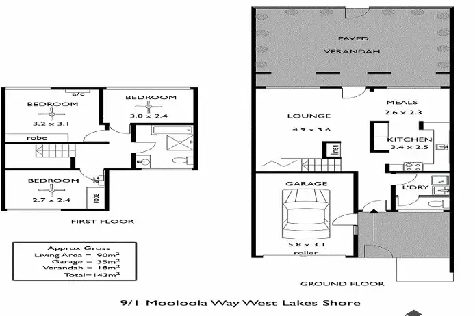 Floorplan of Homely townhouse listing, 9/1 Mooloola Way, West Lakes Shore SA 5020