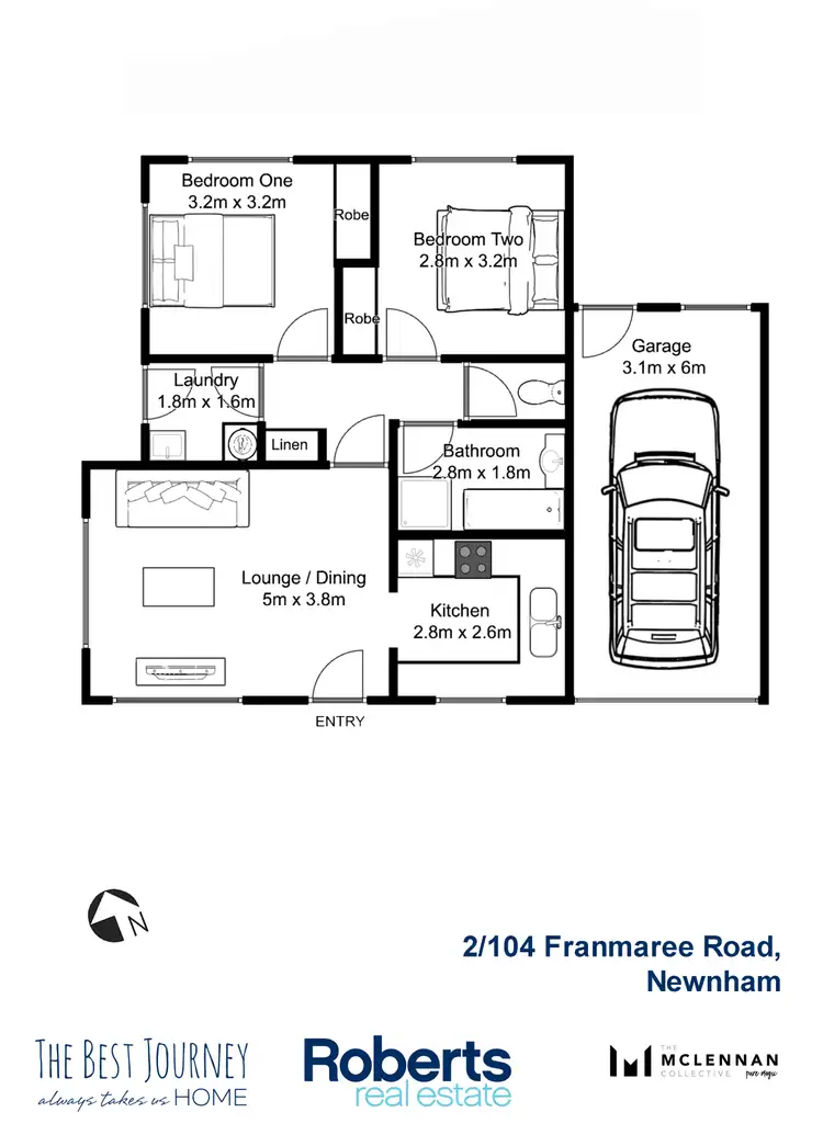 Floorplan of Homely unit listing, 2/104 Franmaree Rd, Newnham TAS 7248