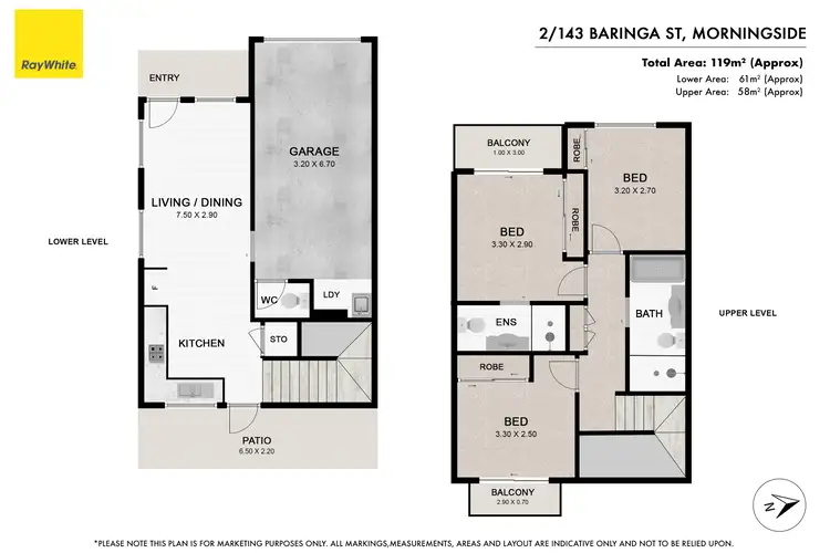 Floorplan of Homely townhouse listing, 2/143 Baringa Street, Morningside QLD 4170