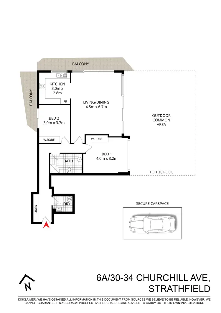 Floorplan of Homely apartment listing, 6A/30-34 CHURCHILL AVENUE, Strathfield NSW 2135