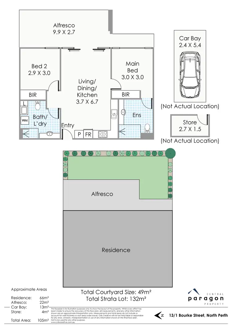 Floorplan of Homely apartment listing, 13/1 Bourke Street, North Perth WA 6006