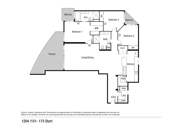 Floorplan of Homely unit listing, 1204/151-173 Sturt Street, Townsville City QLD 4810