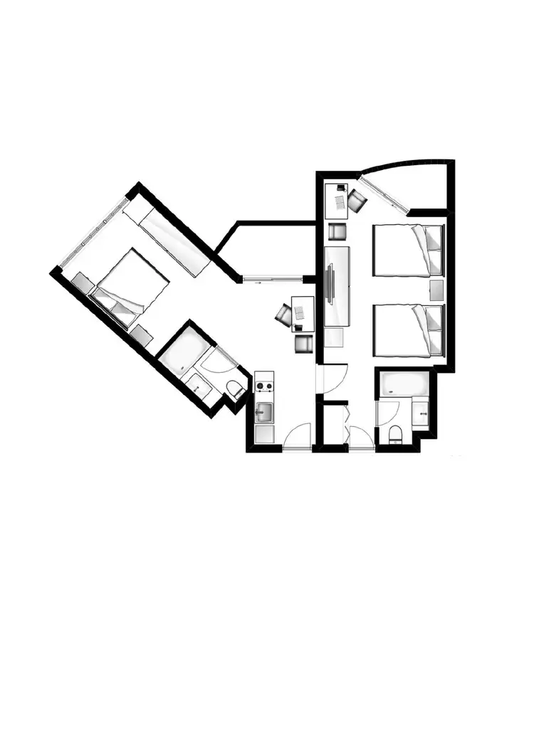 Floorplan of Homely unit listing, 1301 & 1302/25 Laycock Street, Surfers Paradise QLD 4217