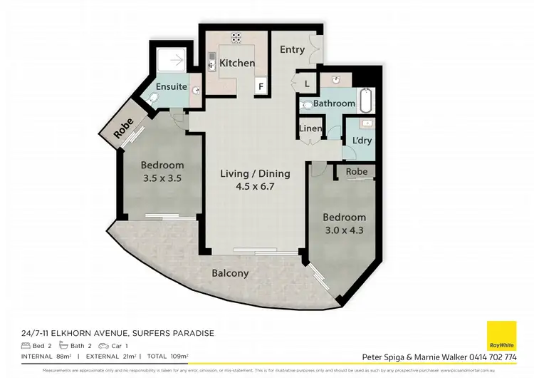 Floorplan of Homely apartment listing, 24/7-11 Elkhorn Avenue, Surfers Paradise QLD 4217