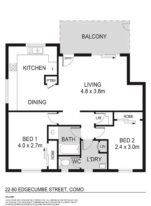 Floorplan of Homely apartment listing, 22/80 Edgecumbe Street, Como WA 6152