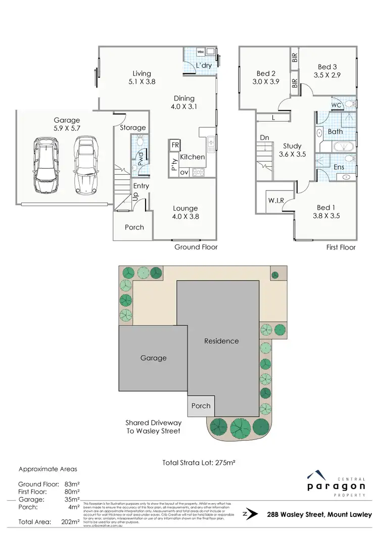 Floorplan of Homely townhouse listing, 28B Wasley Street, Mount Lawley WA 6050