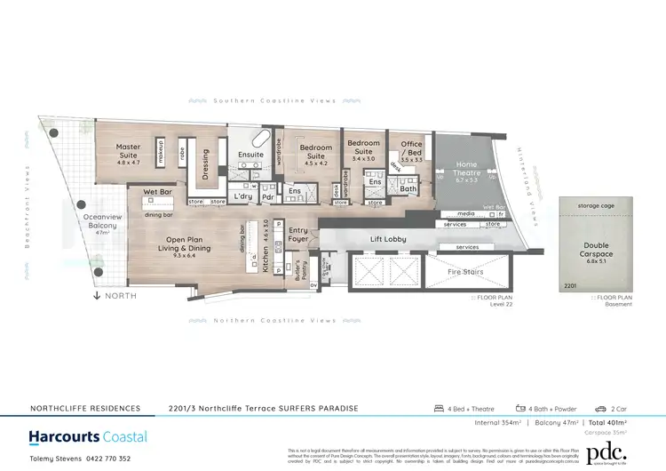 Floorplan of Homely apartment listing, 2201/3 Northcliffe Terrace, Surfers Paradise QLD 4217