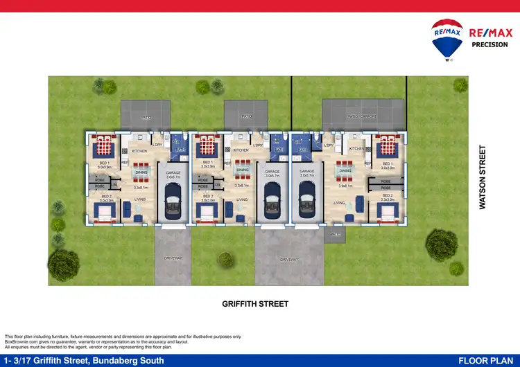 Floorplan of Homely block of units listing, 1-3/17 Griffith Street, Bundaberg South QLD 4670