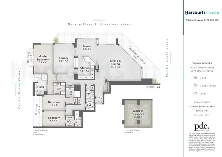 Floorplan of Homely apartment listing, 3701/5-19 Palm Avenue, Surfers Paradise QLD 4217