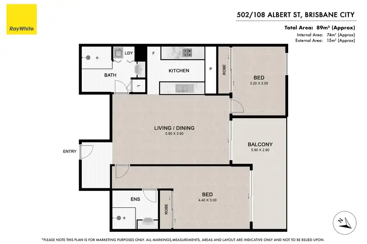 Floorplan of Homely apartment listing, 502/108 Albert Street, Brisbane City QLD 4000