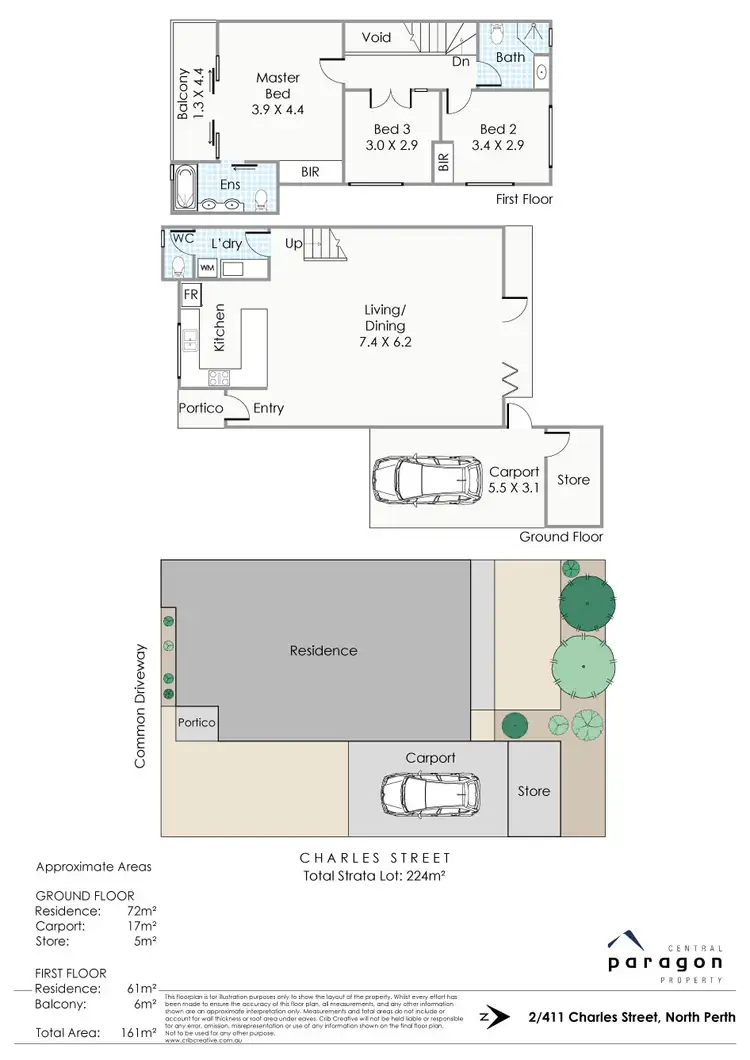 Floorplan of Homely townhouse listing, 2/411 Charles Street, North Perth WA 6006
