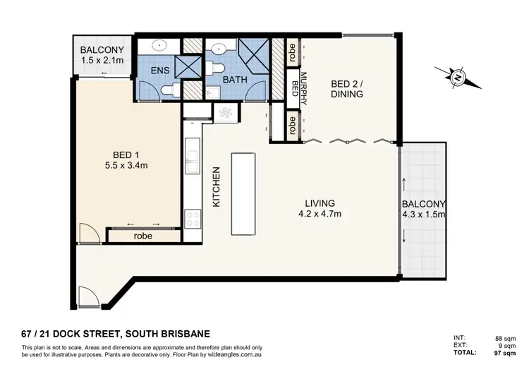 Floorplan of Homely apartment listing, 67/21 Dock Street, South Brisbane QLD 4101