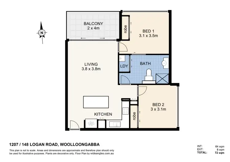 Floorplan of Homely apartment listing, 1207/148 Logan Road, Woolloongabba QLD 4102