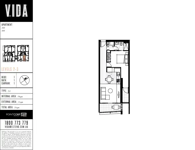 Floorplan of Homely apartment listing, 308/21 Buchanan Street, West End QLD 4101