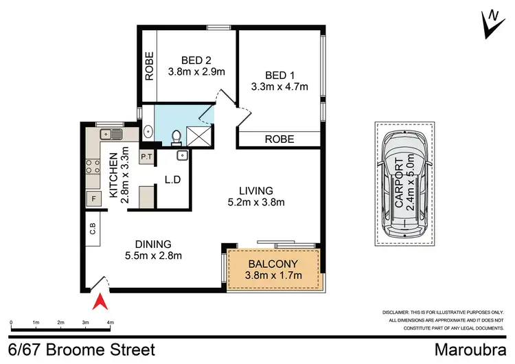 Floorplan of Homely unit listing, 6/67 Broome Street, Maroubra NSW 2035