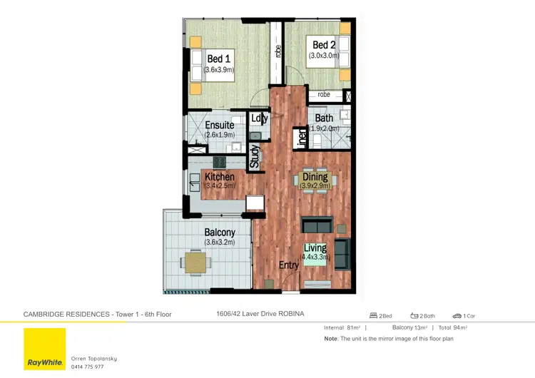 Floorplan of Homely apartment listing, 1606/42 Laver Drive, Robina QLD 4226