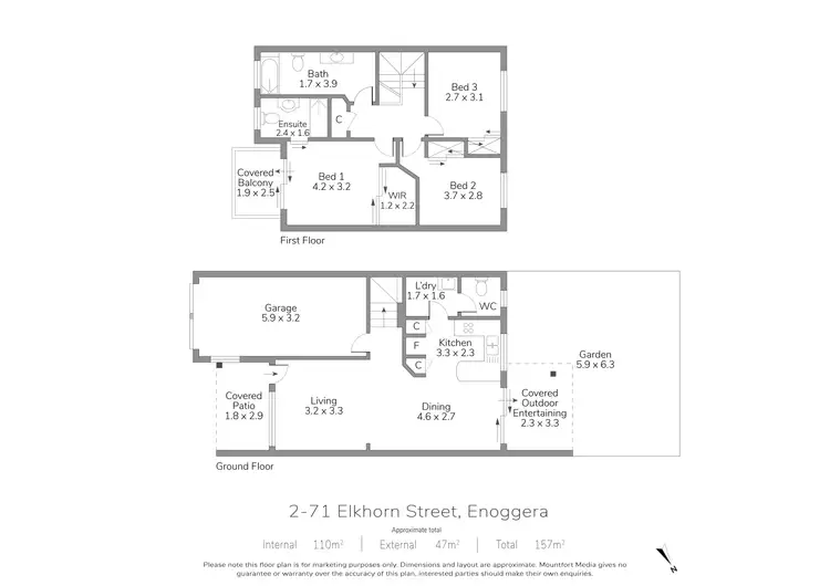 Floorplan of Homely townhouse listing, 2/71 Elkhorn Street, Enoggera QLD 4051
