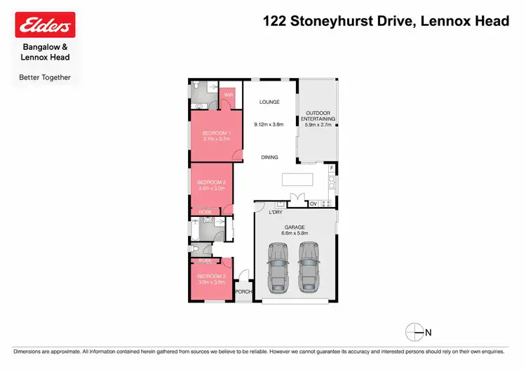 Floorplan of Homely semi-detached listing, 122 Stoneyhurst Drive, Lennox Head NSW 2478