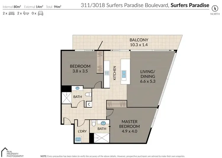 Floorplan of Homely unit listing, 311/3018 Surfers Paradise Boulevard, Surfers Paradise QLD 4217
