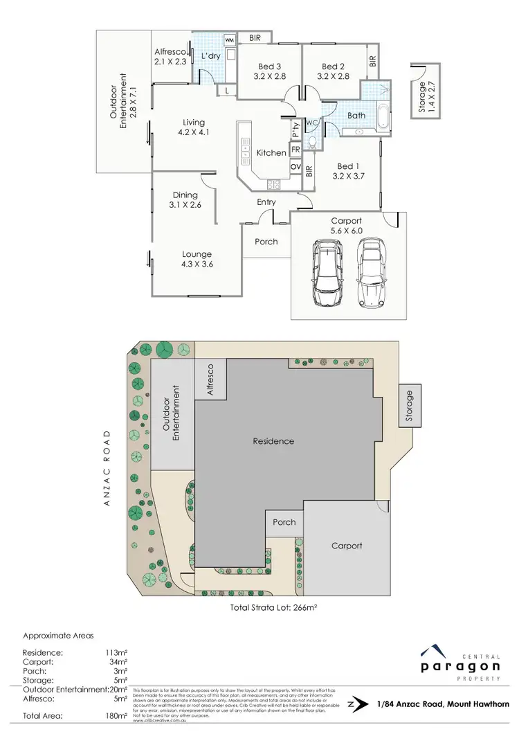 Floorplan of Homely villa listing, 1/84 Anzac Road, Mount Hawthorn WA 6016