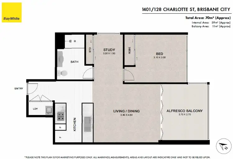 Floorplan of Homely apartment listing, 1401/128 Charlotte Street, Brisbane City QLD 4000