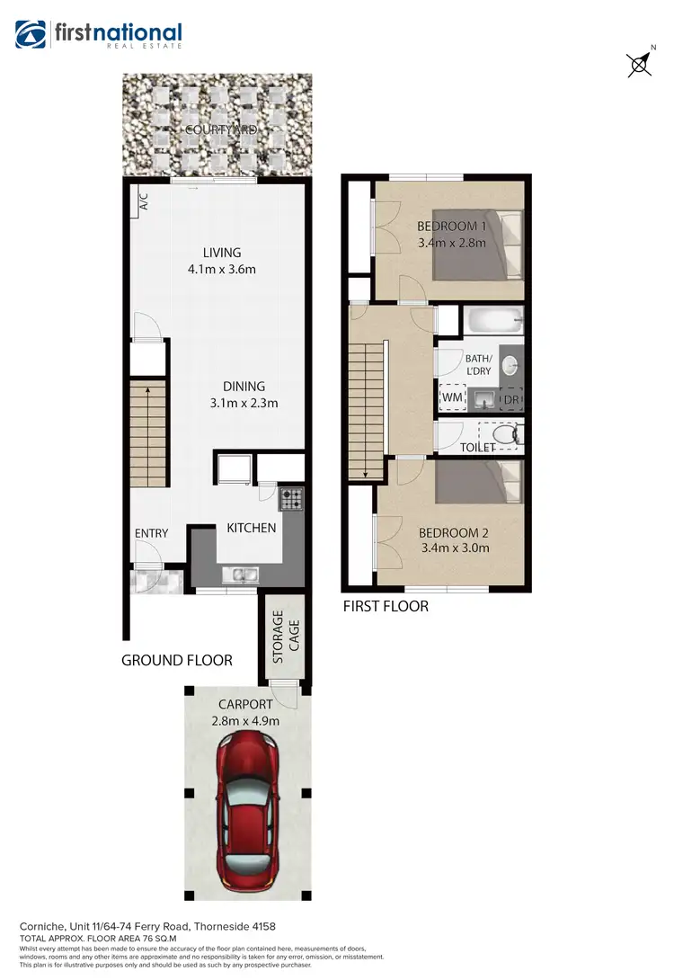 Floorplan of Homely townhouse listing, 11/64-74 Ferry Road, Thorneside QLD 4158