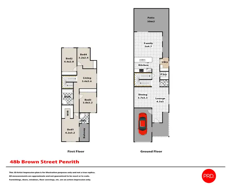 Floorplan of Homely semi-detached listing, 48B Brown Street, Penrith NSW 2750