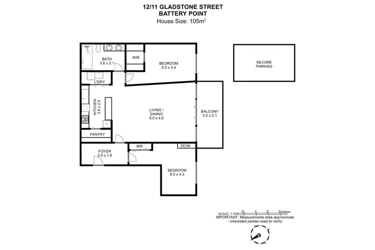 Floorplan of Homely house listing, 12/11 Gladstone Street, Battery Point TAS 7004