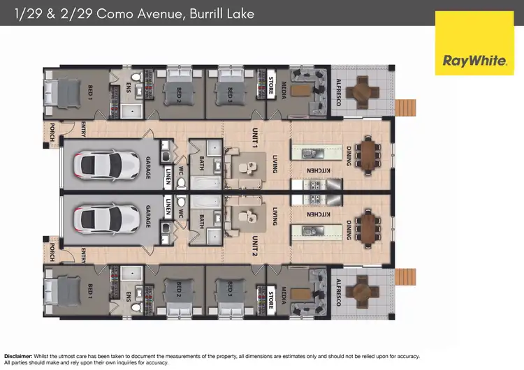 Floorplan of Homely semi-detached listing, 1&2/29 Como Avenue, Burrill Lake NSW 2539