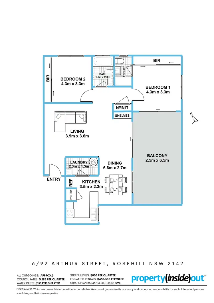 Floorplan of Homely unit listing, 6/92 Arthur Street, Rosehill NSW 2142