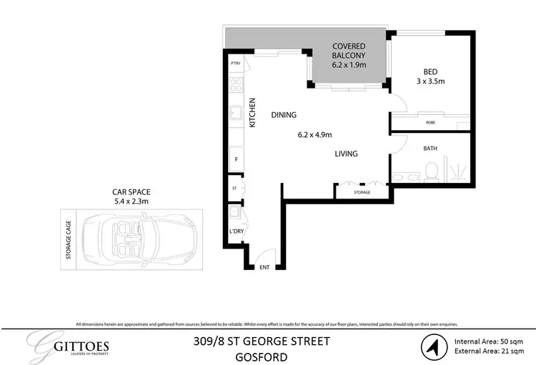 Floorplan of Homely unit listing, 309/8 St George Street, Gosford NSW 2250