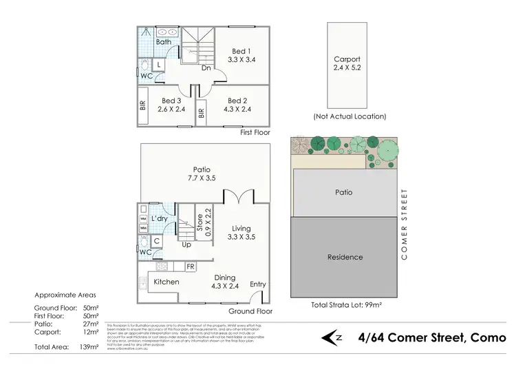 Floorplan of Homely townhouse listing, 4/64 Comer Street, Como WA 6152