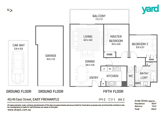 Floorplan of Homely apartment listing, 45/46 East Street, East Fremantle WA 6158