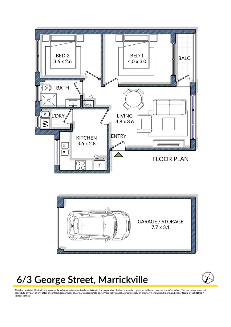 Floorplan of Homely apartment listing, 6/3 George St, Marrickville NSW 2204