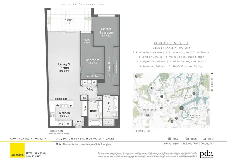 Floorplan of Homely apartment listing, 2407/397 Christine Avenue, Varsity Lakes QLD 4227