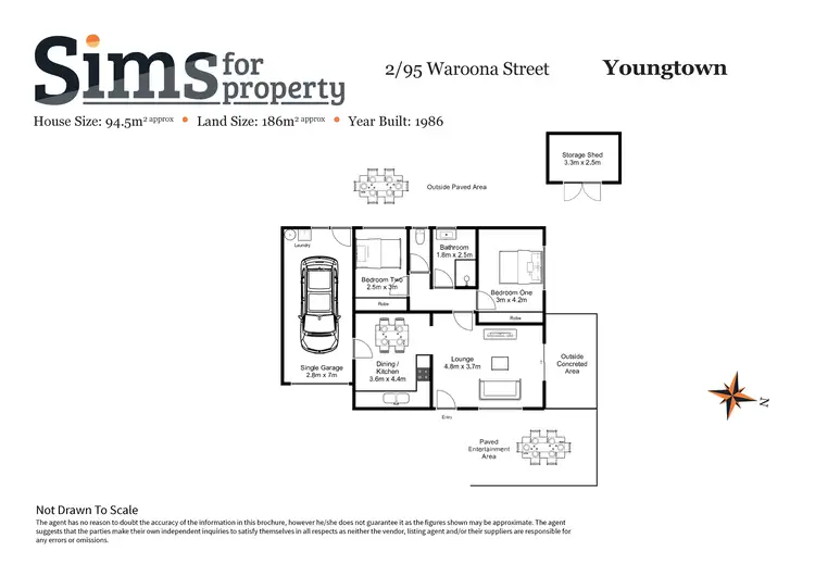 Floorplan of Homely unit listing, 2/95 Waroona Street, Youngtown TAS 7249