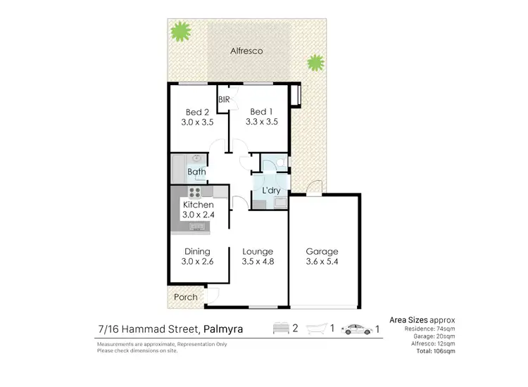 Floorplan of Homely unit listing, 7/16 Hammad Street, Palmyra WA 6157