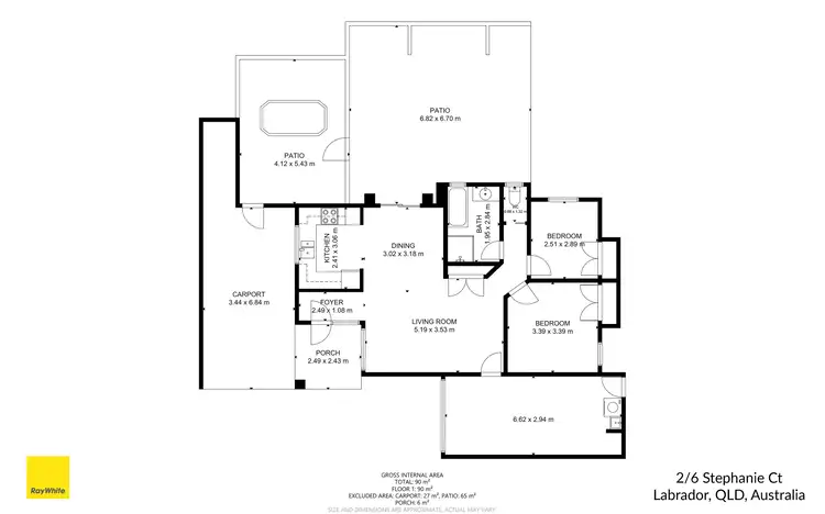 Floorplan of Homely semi-detached listing, 2/6 Stephanie Court, Labrador QLD 4215