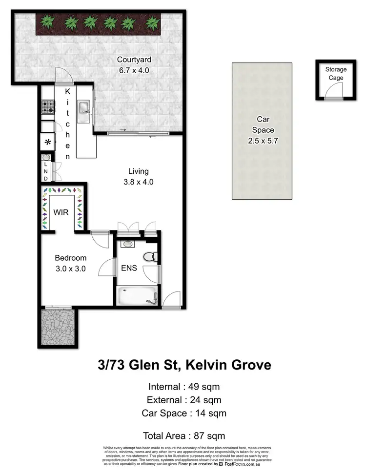 Floorplan of Homely unit listing, 3/73 Glen Street, Kelvin Grove QLD 4059
