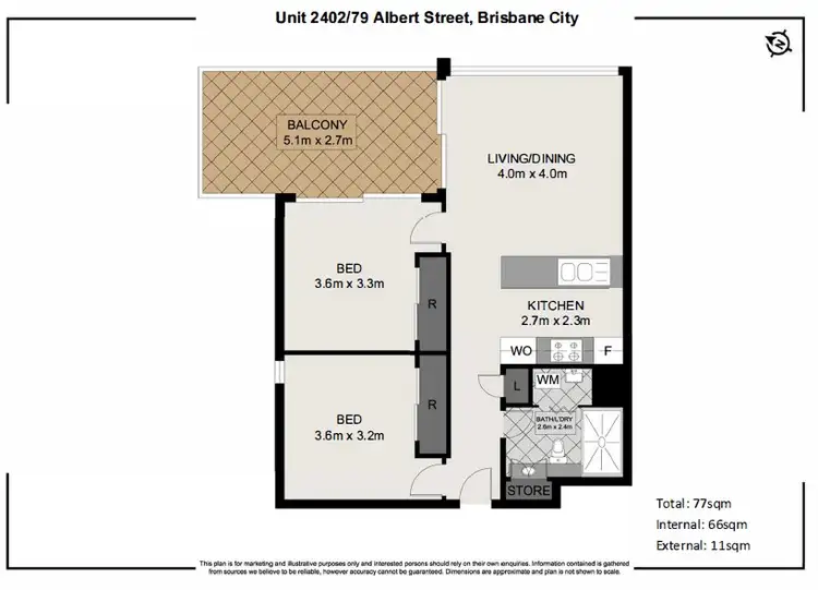 Floorplan of Homely apartment listing, 2402/79 Albert Street, Brisbane City QLD 4000