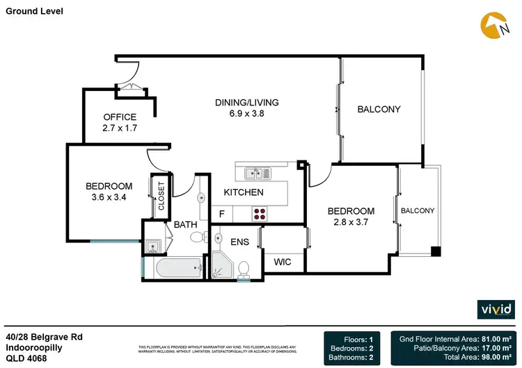 Floorplan of Homely apartment listing, 40/28 Belgrave Road, Indooroopilly QLD 4068