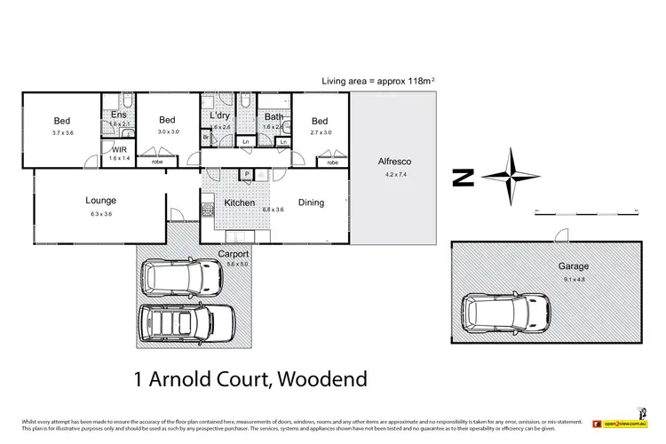 Floorplan of Homely house listing, 1 Arnold Court, Woodend VIC 3442