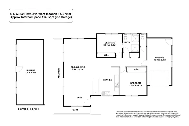 Floorplan of Homely unit listing, 5/58-62 Sixth Avenue, West Moonah TAS 7009