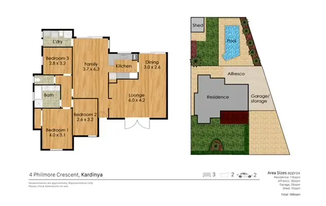 Floorplan of Homely house listing, 4 Philmore Crescent, Kardinya WA 6163