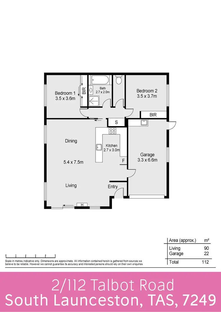 Floorplan of Homely unit listing, 2/112A Talbot Road, South Launceston TAS 7249