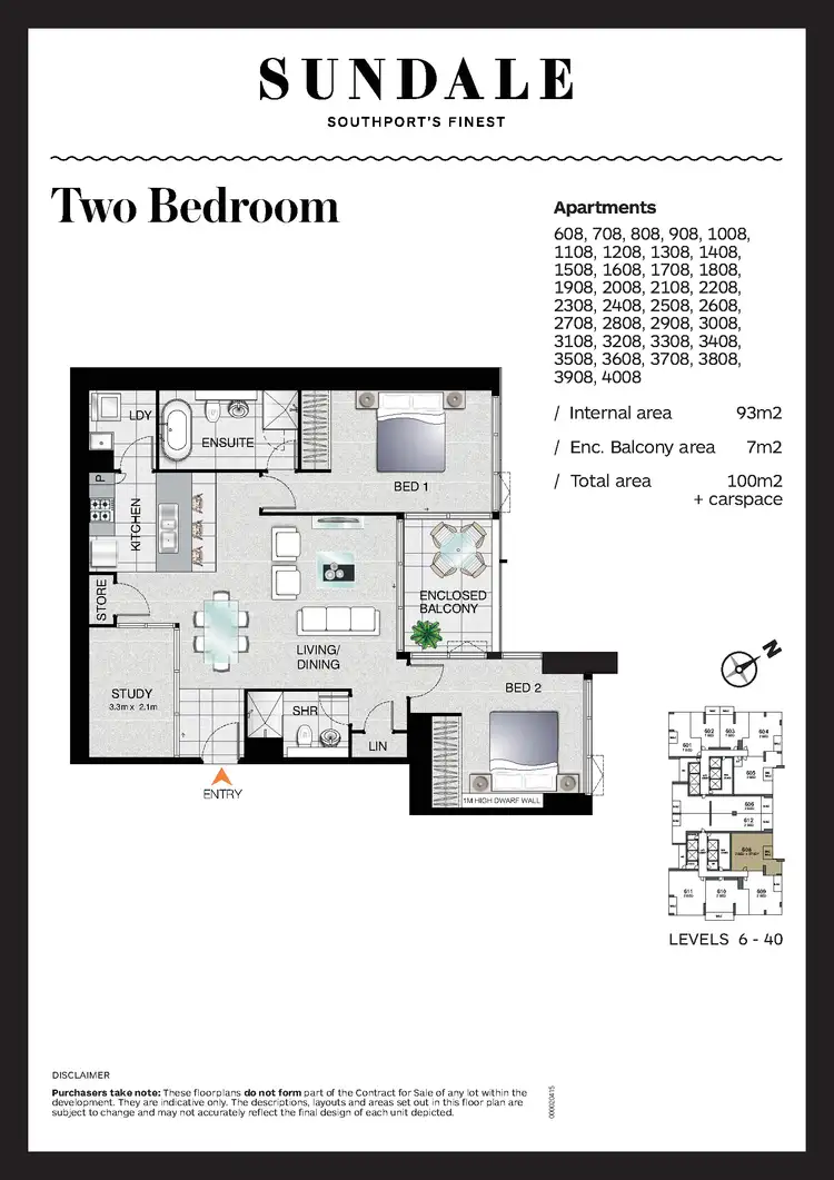 Floorplan of Homely apartment listing, 2008/2 Como Crescent, Southport QLD 4215