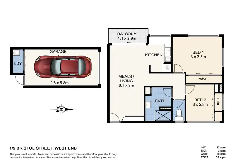 Floorplan of Homely apartment listing, 1/5 Bristol Street, West End QLD 4101