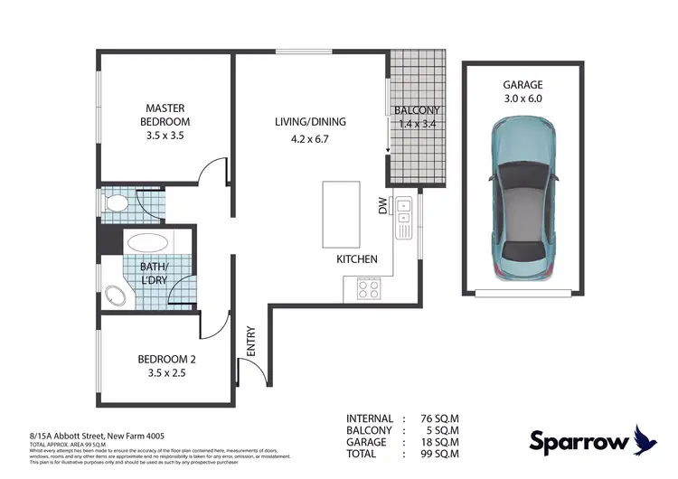 Floorplan of Homely unit listing, 8/15 Abbott Street, New Farm QLD 4005