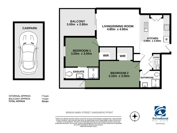 Floorplan of Homely apartment listing, 805/616 Main Street, Kangaroo Point QLD 4169